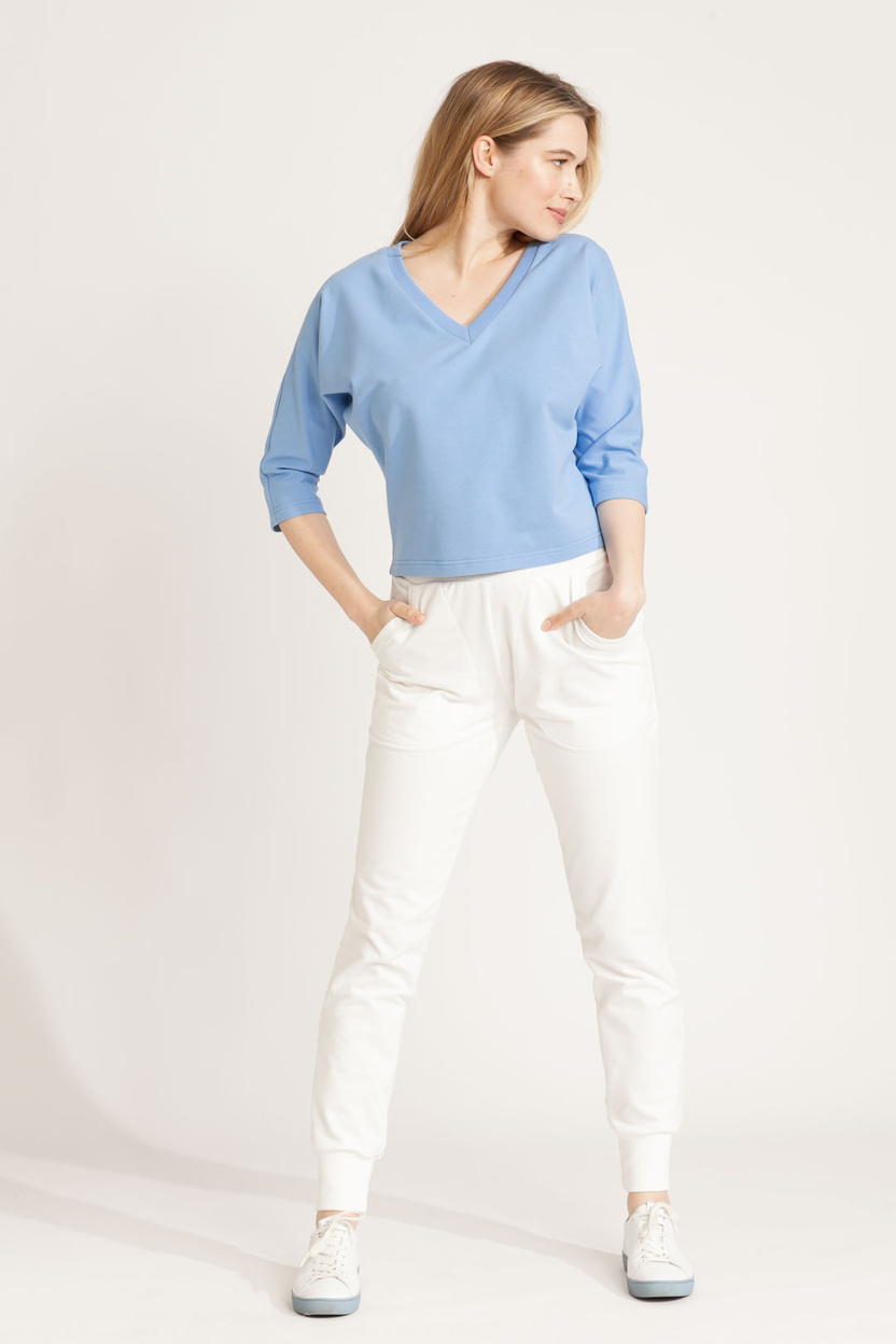 Bluzka MARENO V-neck light blue -30%