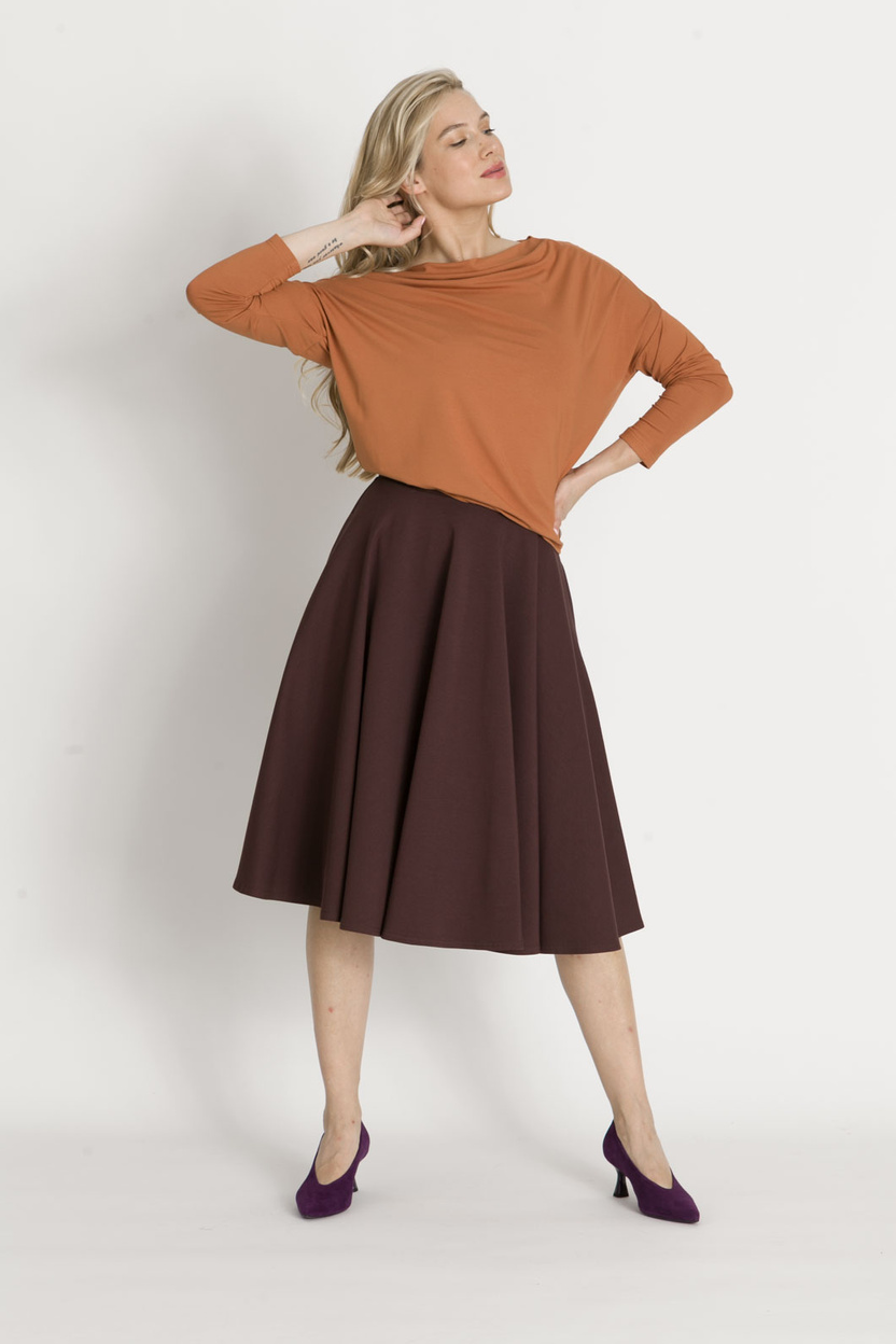 Spódnica ARLES midi czekolada -20%