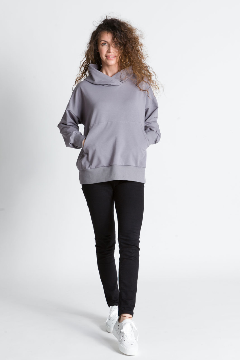 Bluza z kapturem i kieszenią MARIANA stalowa