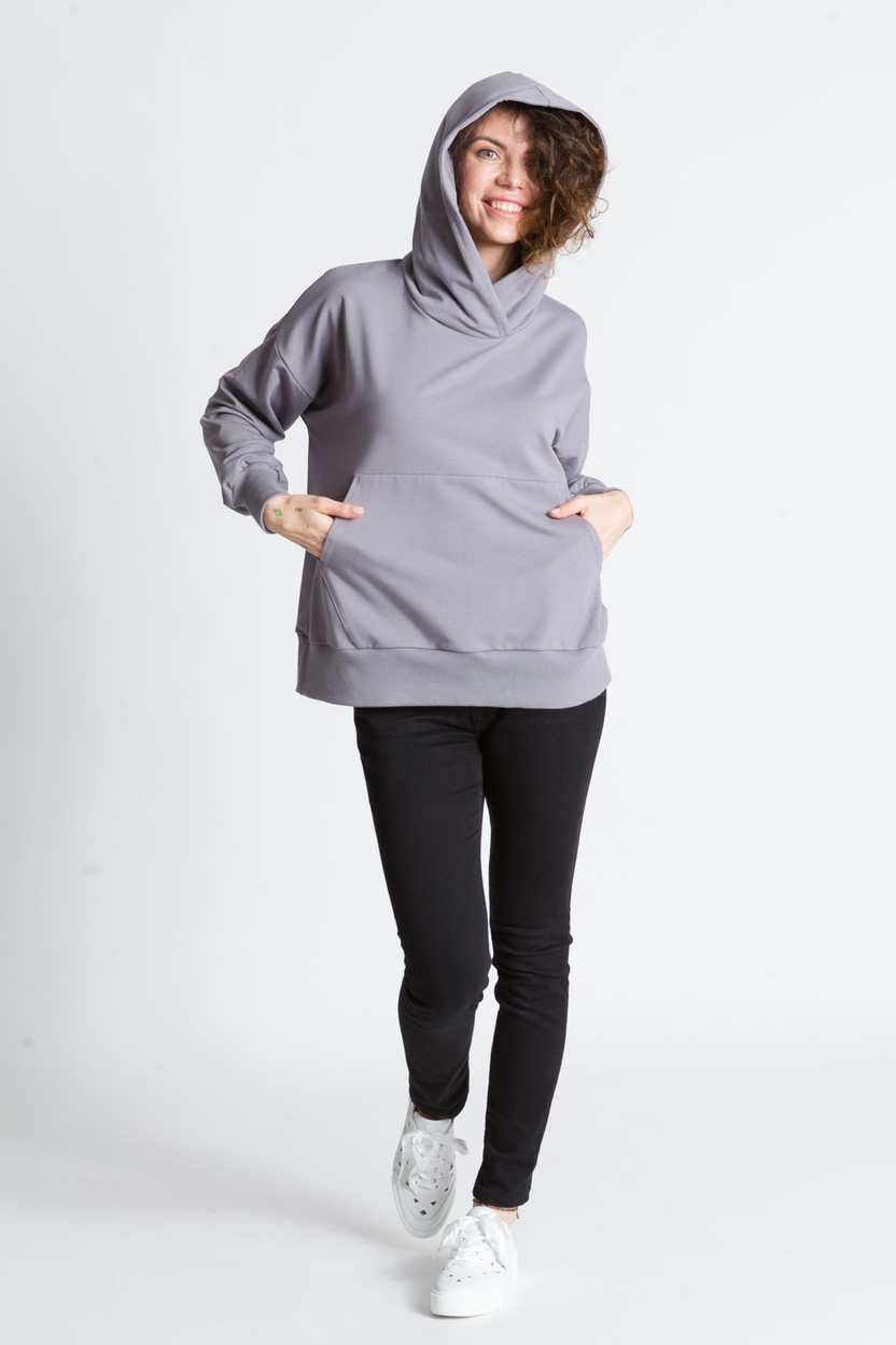 Bluza z kapturem i kieszenią MARIANA stalowa