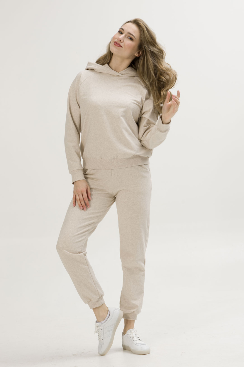 Bluza z kapturem INES beżowy melanż -20%
