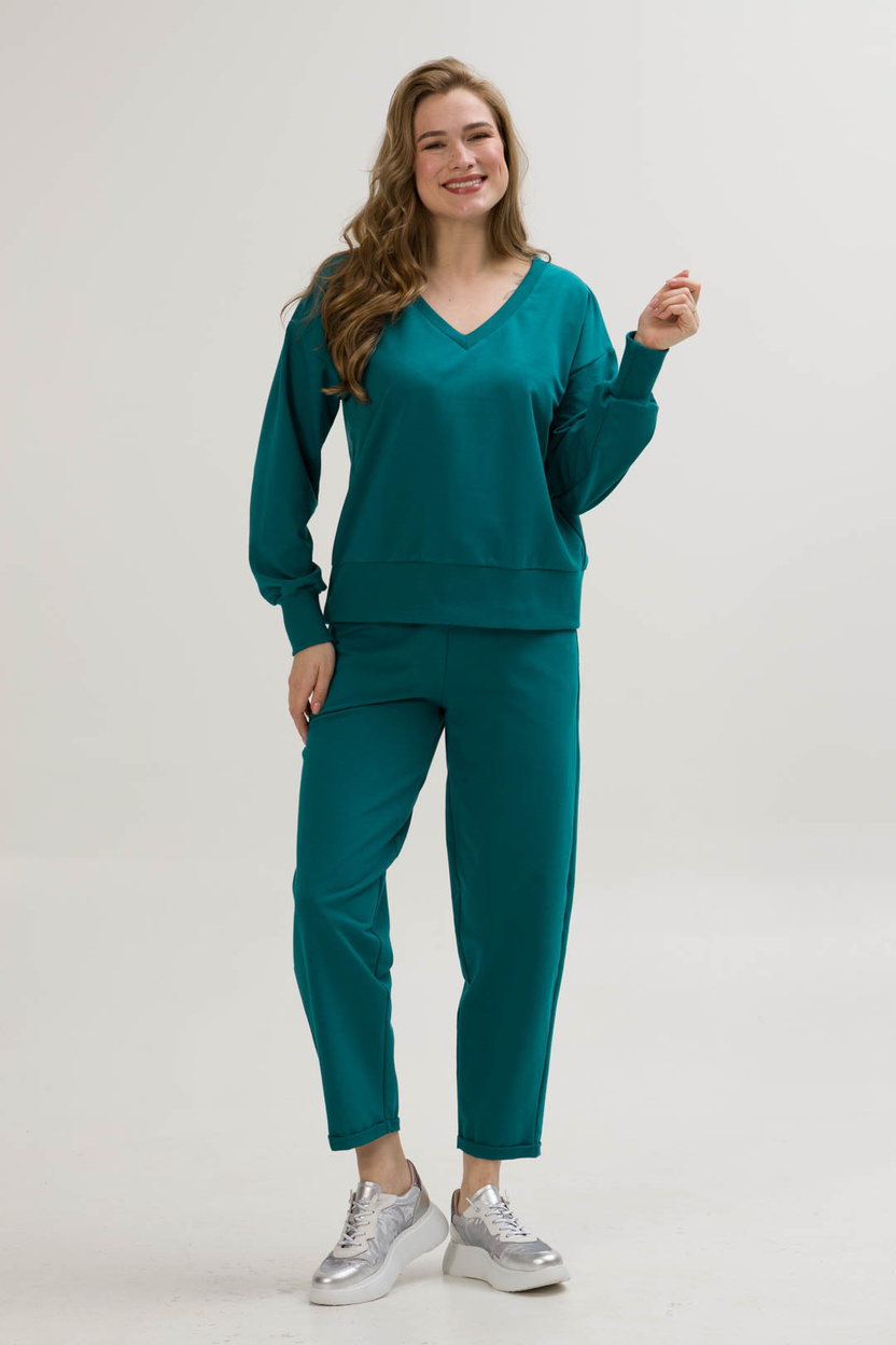 Bluza SLOW ciemny turkus z dekoltem V