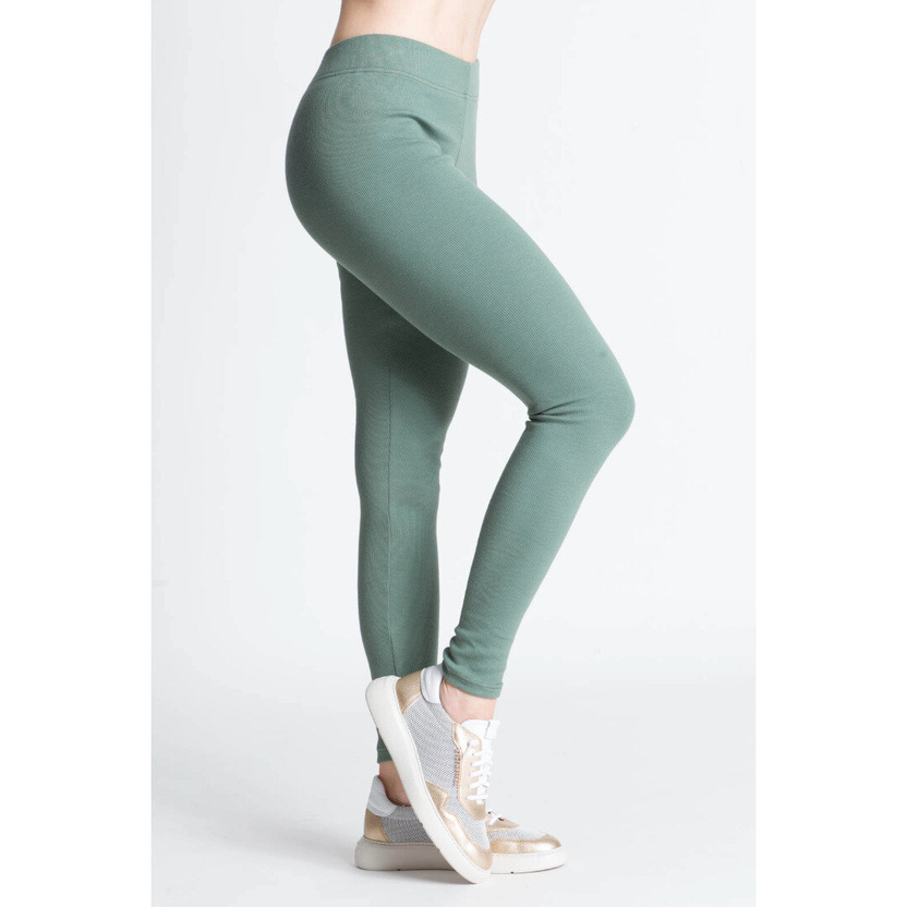 Legginsy SAN szałwia z prążkowanej dzianiany -15%