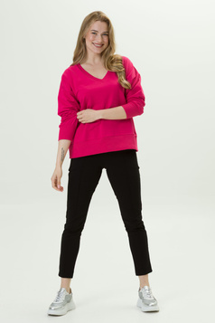 Bluza SLOW magenta z dekoltem V