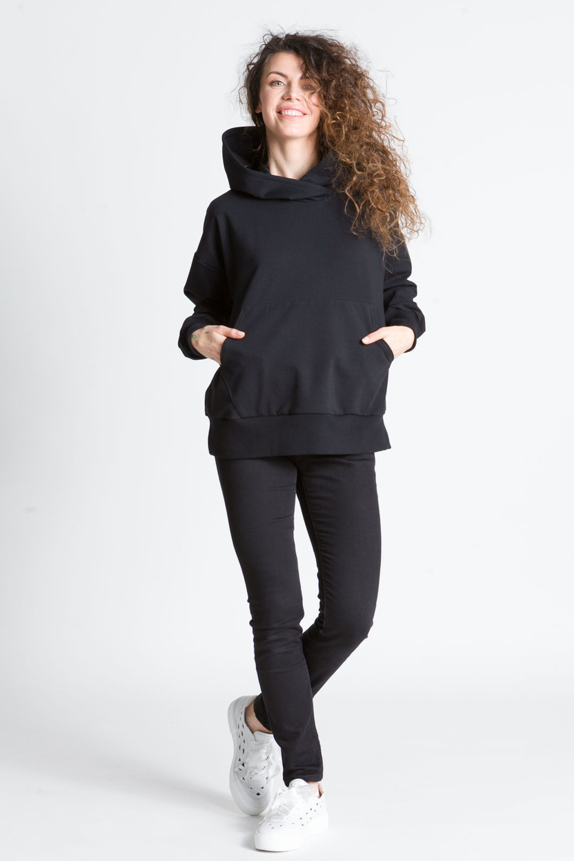 Bluza z kapturem i kieszenią MARIANA czarna