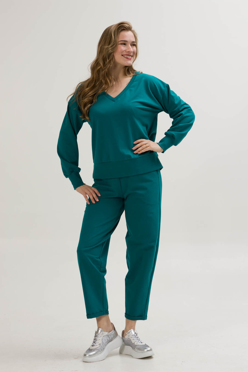 Bluza SLOW ciemny turkus z dekoltem V