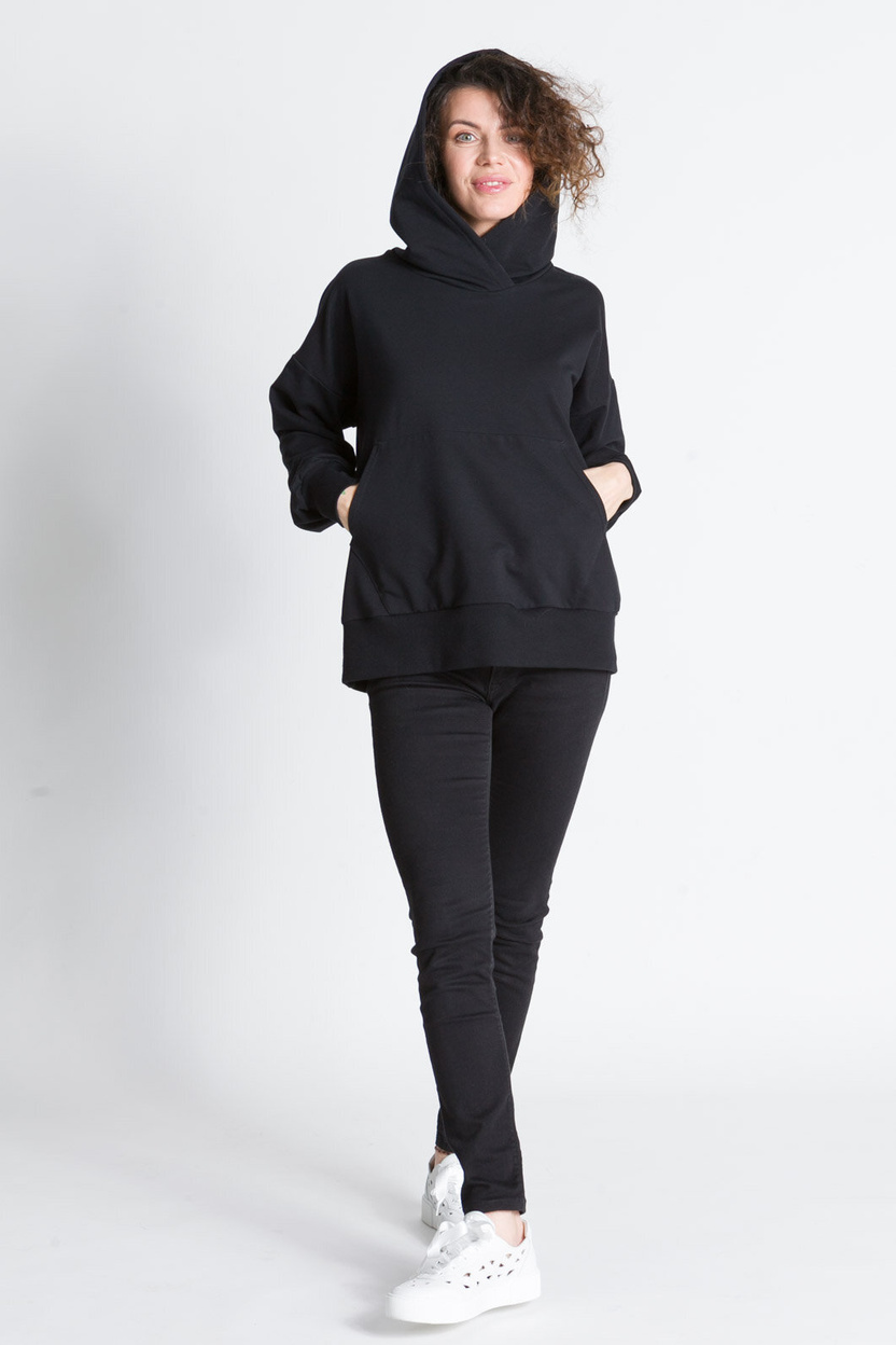 Bluza z kapturem i kieszenią MARIANA czarna