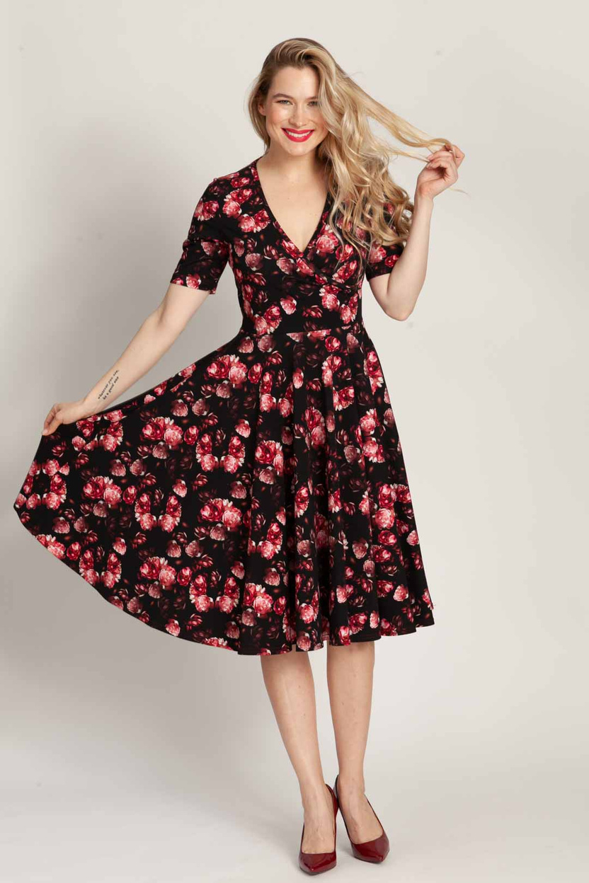 Sukienka AURA MIDI print piwonie