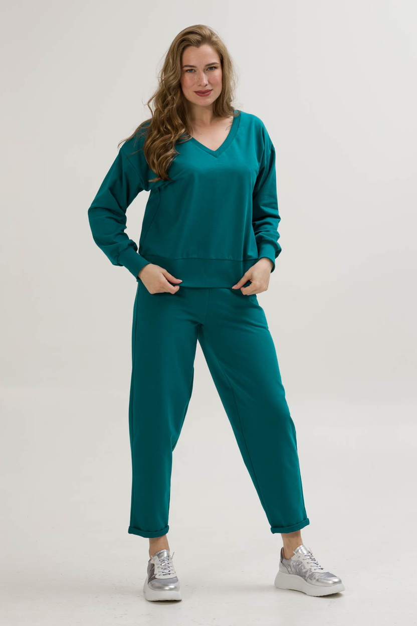 Bluza SLOW ciemny turkus z dekoltem V
