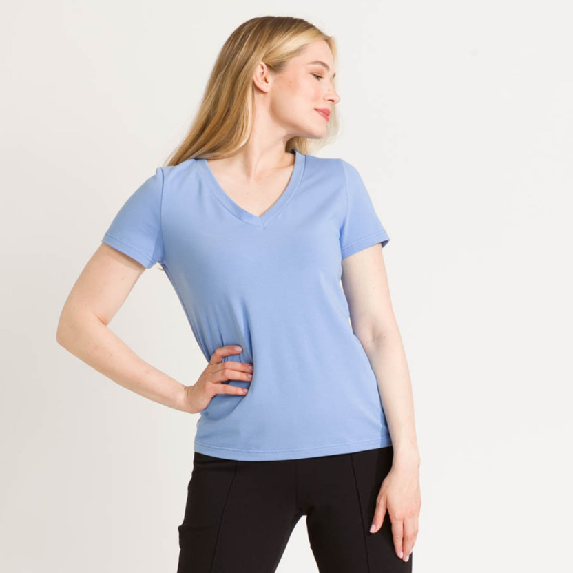 Bluzka Boni V-neck light blue -40%