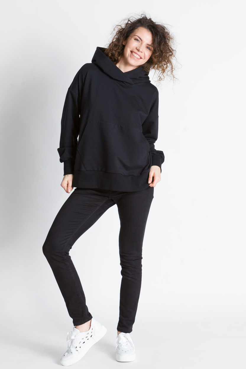 Bluza z kapturem i kieszenią MARIANA czarna