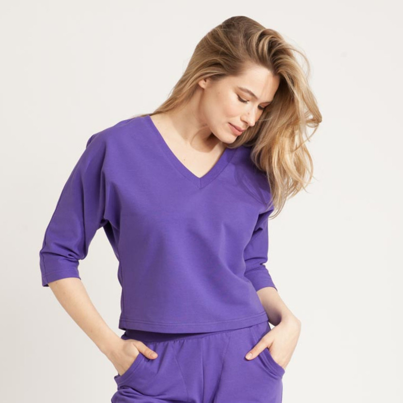 Bluzka MARENO V-neck violet -30%