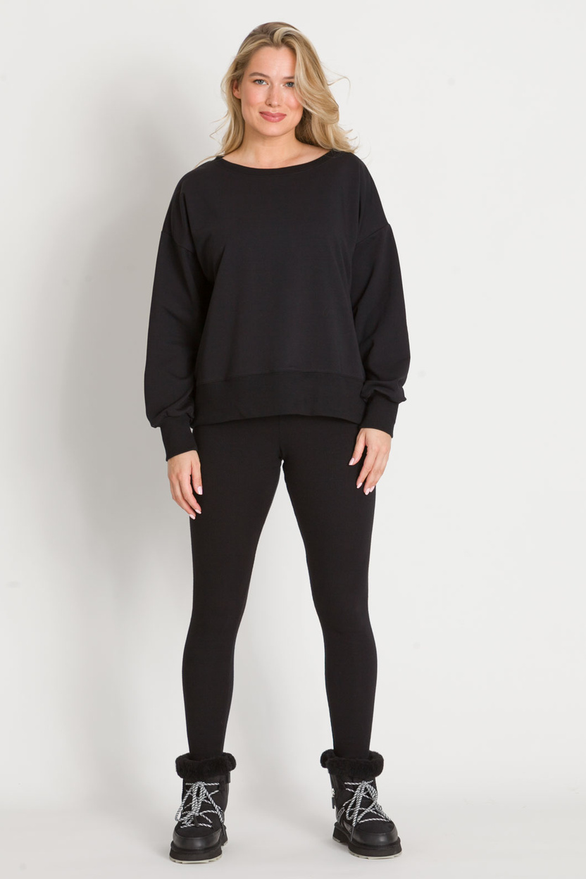 Legginsy SAN z dzianiny w prążek czarny -15%