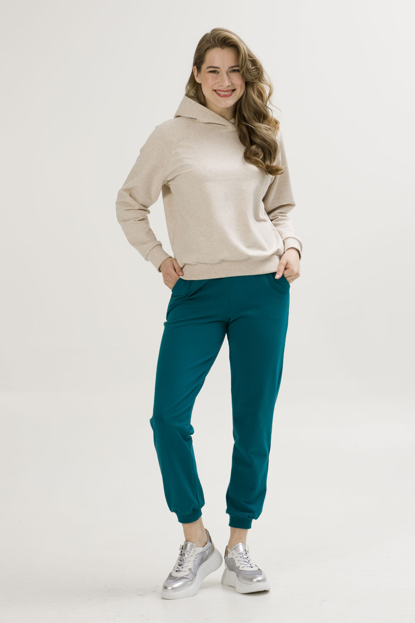 Bluza z kapturem INES beżowy melanż -20%