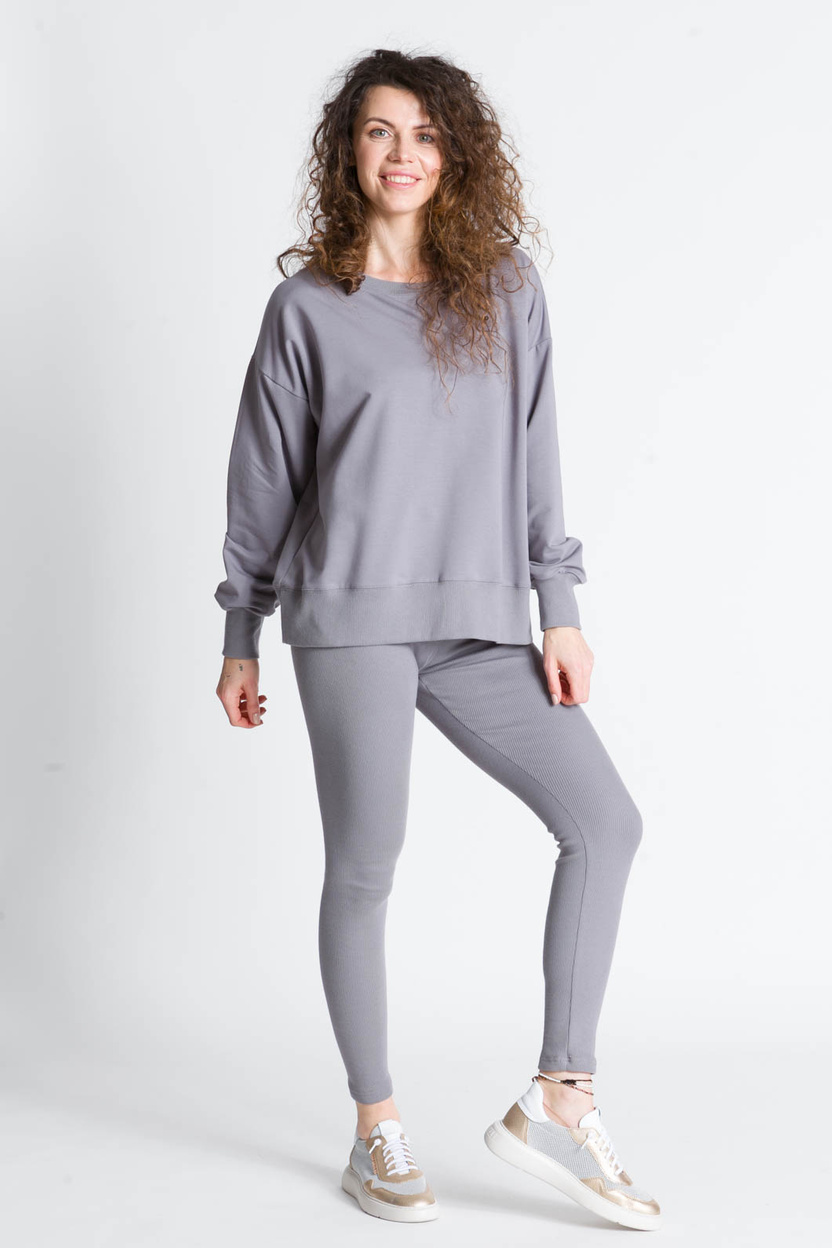 Legginsy SAN stalowe z prążkowanej dzianiany -15%