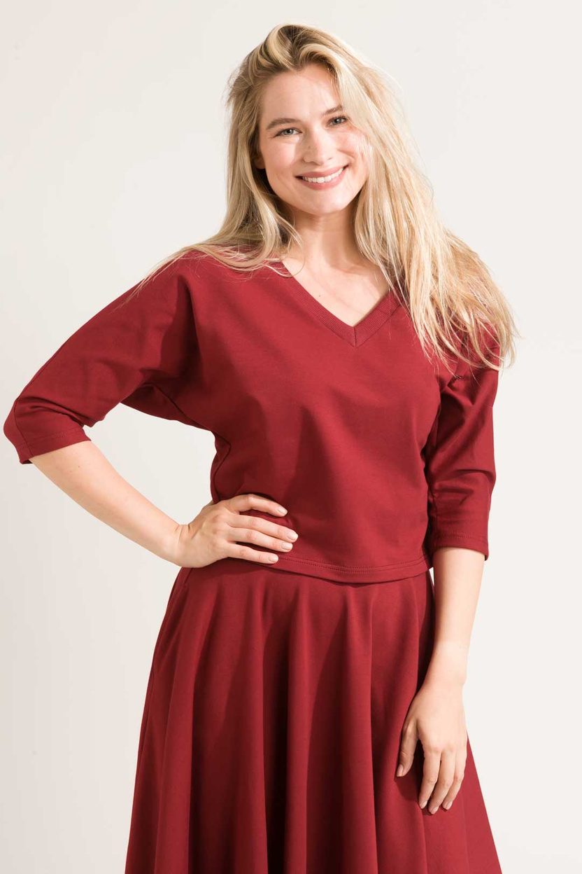 Bluzka MARENO V-neck bordo -25%