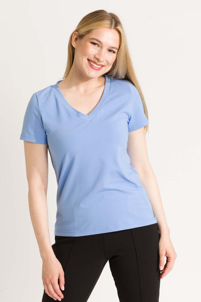 Bluzka Boni V-neck light blue -40%