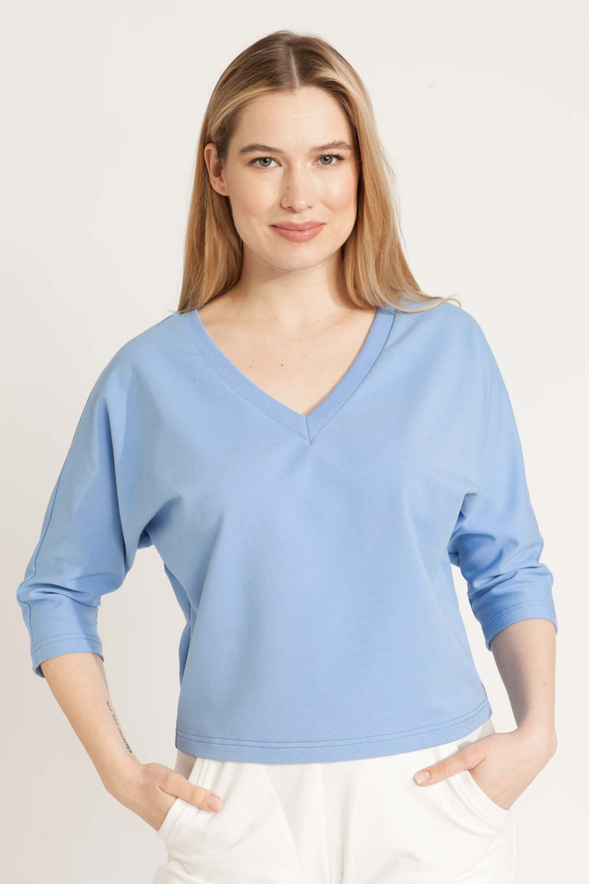 Bluzka MARENO V-neck light blue -30%