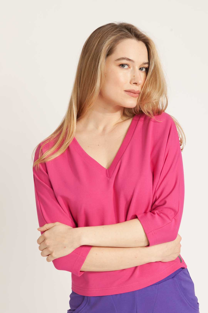 Bluzka MARENO V-neck pink -30%