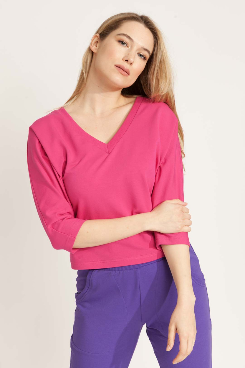 Bluzka MARENO V-neck pink -30%