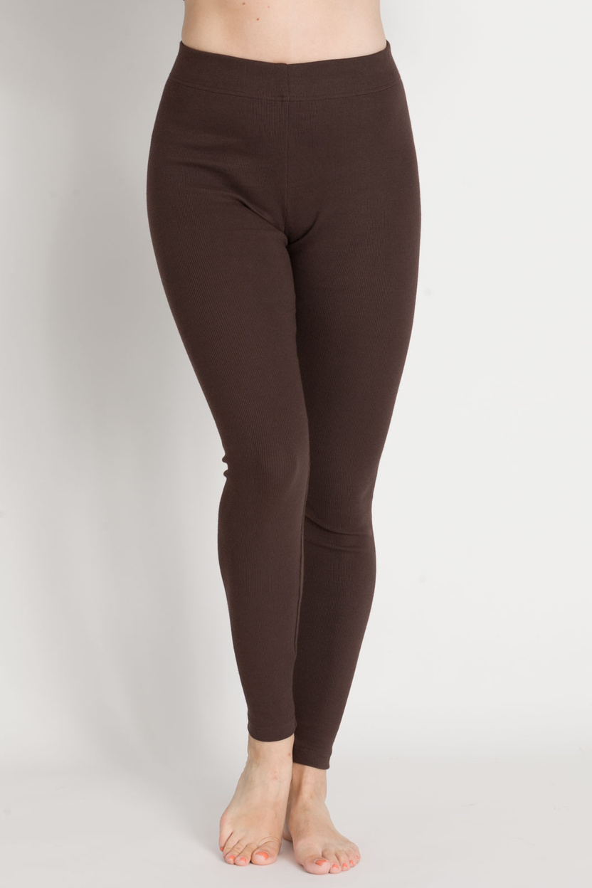 Legginsy SAN z dzianiny w prążek czekolada