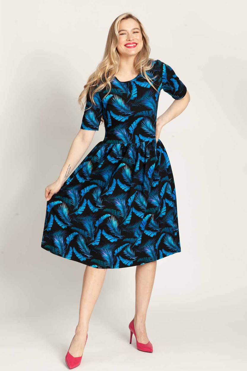 Sukienka SALMA MIDI print pióra